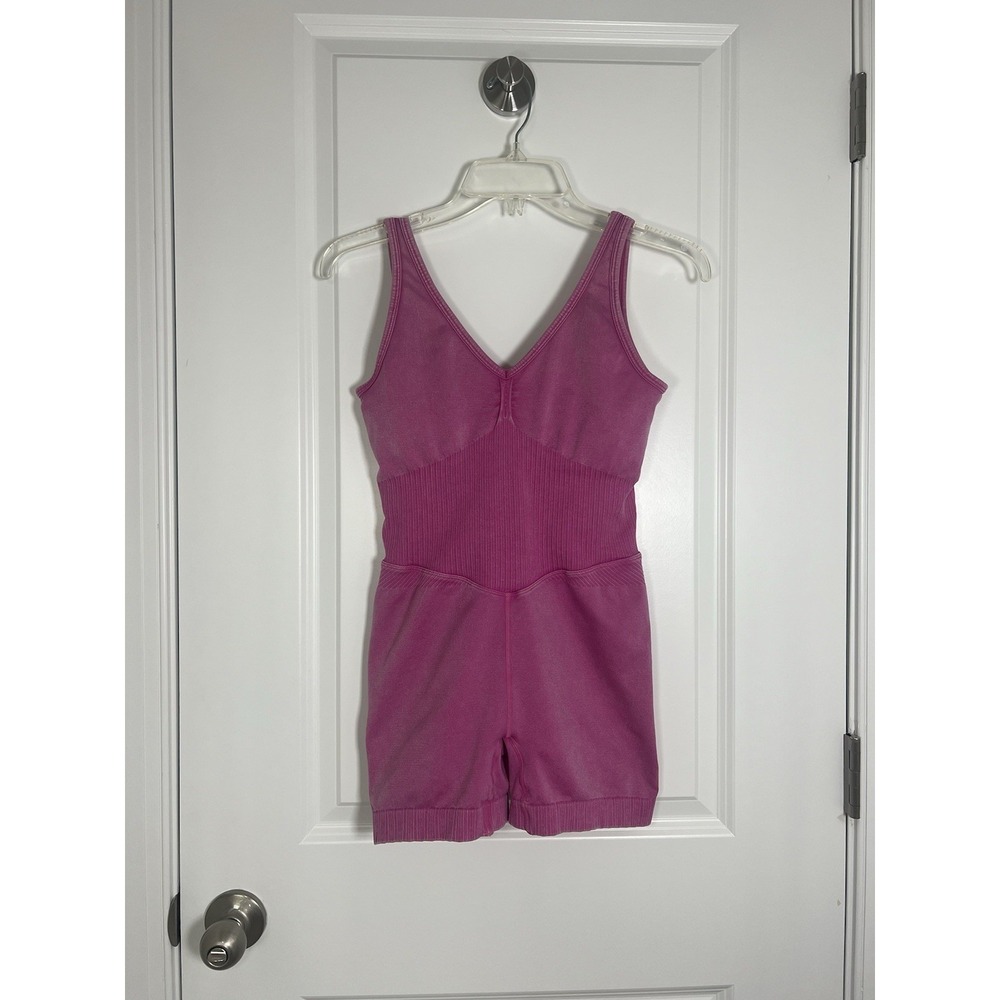 Joylab Women's Athletic Ribbed Romper‎ Pink Size Medium Yoga Fitness Workout